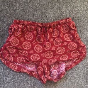 Red Boho Print Brandy Melville Shorts